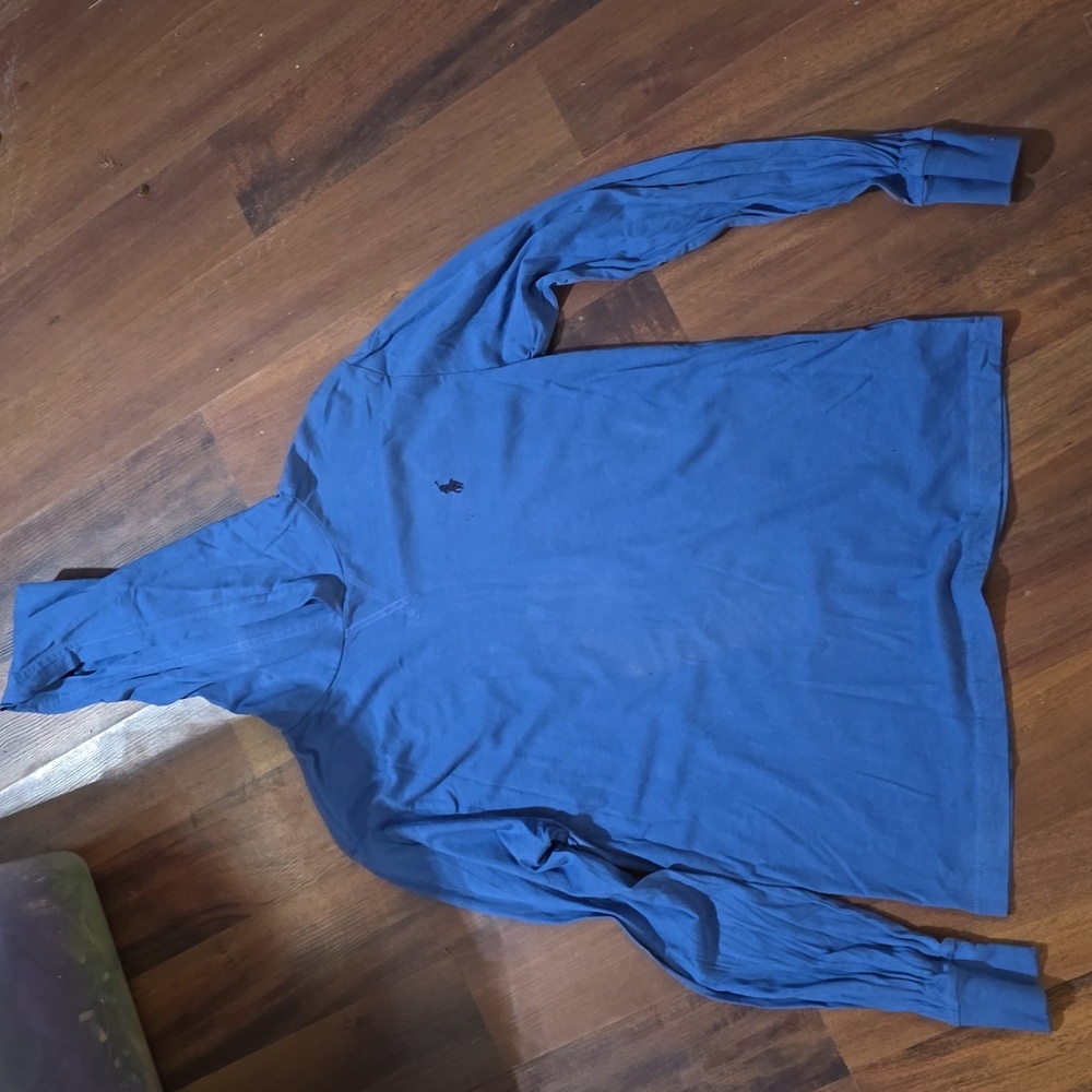 Boys Blue Long Sleeve Polo Hoodie. Size Large.